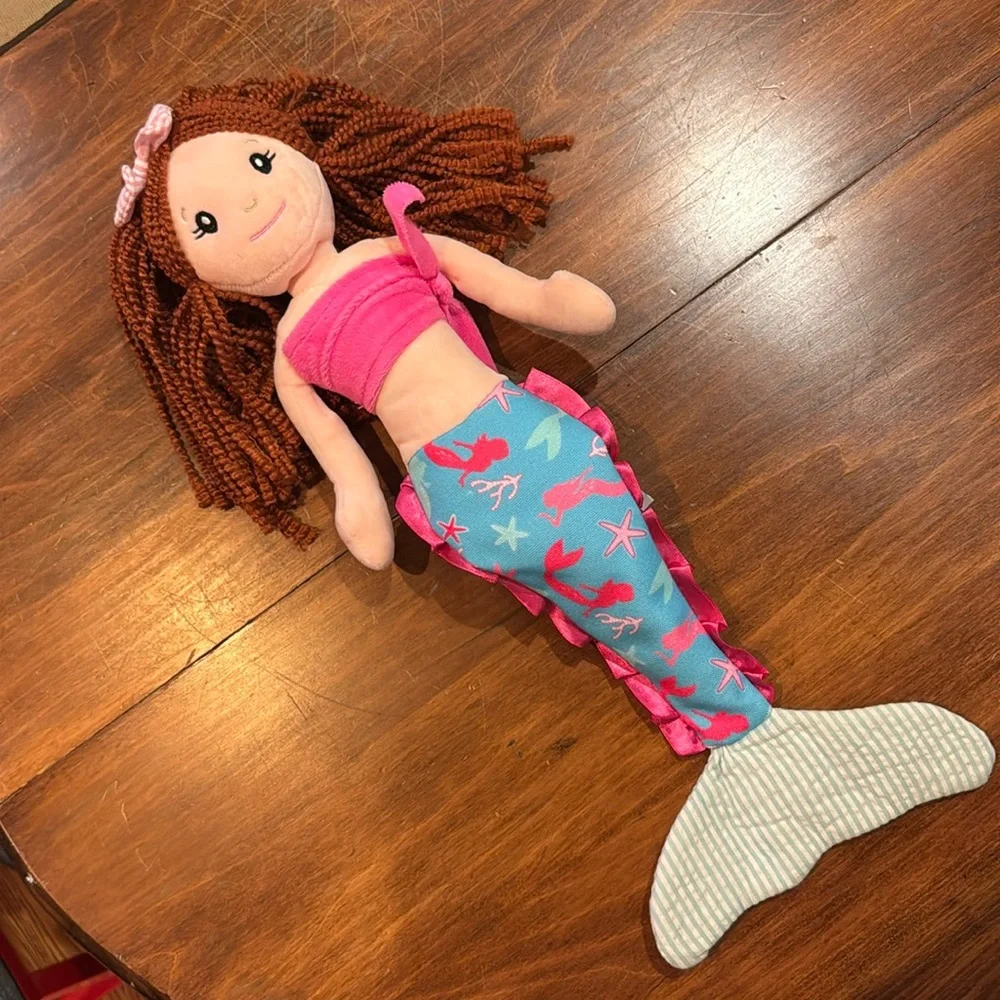 NWOT The Preppy Pelican 3+ Mermaid Pink Blue Deep Red Hair Redhead Plush Doll